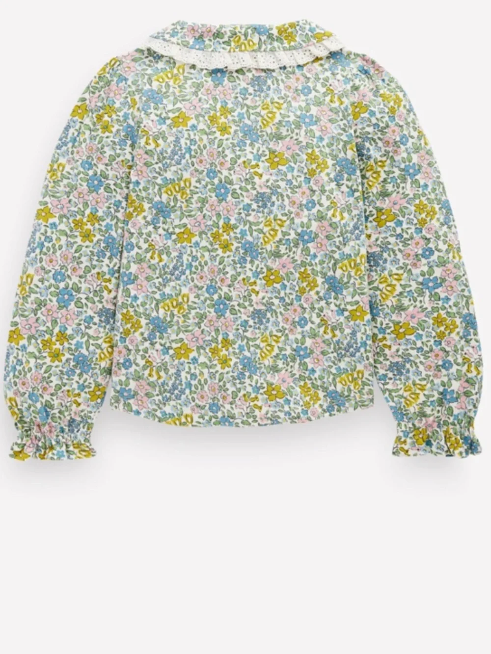 Mini Boden -Denim Button-through Pinafore Dress w/Ruffle Collared Top, Size 8-9y